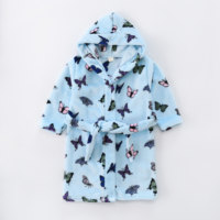 Peignoir en flanelle unisexe thermique confortable avec un motif d'animal mignon Robe d'automne pour enfants pour bébé garçon et fille Vêtements de nuit Pyjamas
