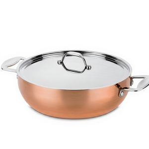 Stainless Steel Saute <b>Pan</b> With Lid Minimalist Design Durable Metal Cookware For Gas Use <b>And</b> Induction Stoves Use - Product Image 1
