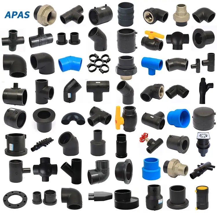 APAS ราคาโรงงานจีนทุกประเภทอุปกรณ์ฟิตติ้งท่อ HDPE Pe สําหรับการจ่ายน้ําระบายน้ํา HVAC การเพาะเลี้ยงสัตว์น้ําเรือดําน้ําแบบใช้แก๊ส