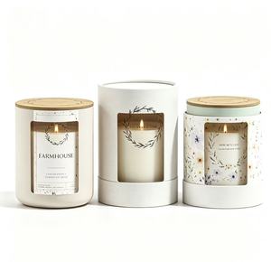 Emballage en tube de papier avec estampage à chaud en feuille d'or, boîte cylindrique pour bougies parfumées de luxe, cadeaux d'aromathérapie - Product Image 1