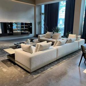 Sofá de cuero italiano minimalista Connery capa superior piel de vaca sala de estar combinación de tamaño minimalista muebles de esponja de lujo - Product Image 3