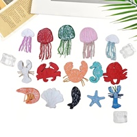 Appliques brodées à la main en forme d'étoile de mer en strass, colorées et perlées, motifs animaux marins mignons pour vêtements d'enfants, sacs et chapeaux