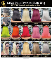 Goodluck Perruque Lace Front 13x4 en Cheveux Humains Colorés, Coupe Bob Lisse, 10 Pouces, Pré-épilée, Ligne de Cheveux Naturelle, Pour Usage Quotidien et Fêtes
