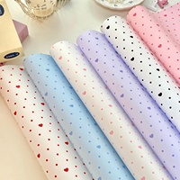 Aierflrist 20 pièces Papier d'emballage nacré imperméable à pois en forme de cœur 9,5 microns pour boîtes cadeaux florales et emballages faits main
