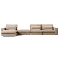 Canapé modulaire Lugano en cuir véritable pour salon de villa, fabrication artisanale avec mousse haute densité