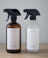 Kustom Baru 500Ml Botol Kaca Pembersih Rumah Kosong dengan Pelindung Silikon Antiselip dengan Penyemprot Yang Dapat Diganti untuk Mencuci Tangan