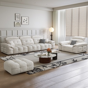 Canapé sectionnel inclinable électrique moderne à trois places en tissu chenille avec rembourrage en mousse pour appartement, villa, salon - Product Image 2