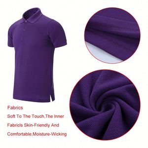 Design Customized Purple for Polo Shirt with Big Size Flower Patch Logo Print 100% Cotton High Quality Training Shirt Ready to - Product Image 5