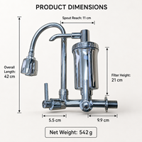Robinet de cuisine mural ABS en gros du Brésil, double poignée, style ferme, avec filtre purificateur d'eau, bec flexible en plastique