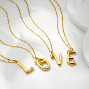 Meetyoo all'ingrosso 18K placcato in oro 26 alfabeto inglese collana semplice di alta qualità O-catena ciondolo impermeabile alla moda A-Z gioielli - Product Image 1