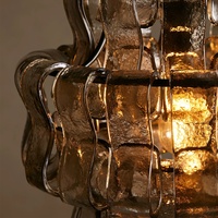 Lustre rond en verre ondulé vintage avec finition bronze, CRI 90, lumière blanc chaud 3000K pour la décoration de la maison et des restaurants