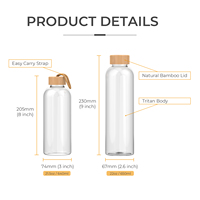 Tritan Food Grade Water Bottle 650ml 22oz Natural Bamboo Lid Wide Mouth Reusable Sports Gym Travel Office Custom Logo