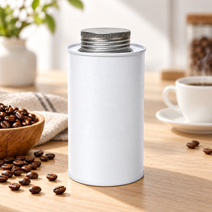 กระป๋องโลหะทรงกลมขนาด 250 กรัม สำหรับบรรจุเมล็ดกาแฟ พร้อมฝาเกลียวปิดสนิท สำหรับบรรจุภัณฑ์อาหาร - Product Image 1