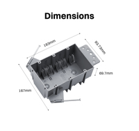 Boîte de jonction électrique en PVC 3 modules, nouvelle, ignifuge UL94 V0, homologuée ETL American Standard, 44 pouces cubes, pour prises/interrupteurs
