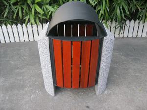 الخرسانة أثاث لمحطات الشوارع في الهواء الطلق خشبية وحجرية سلة القمامة/وعاء - Product Image 2