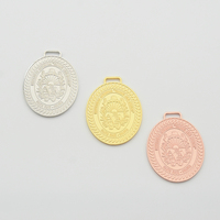 Médaille sportive de football à double logo 3D personnalisée en fer plaqué or avec cordon de ruban de sublimation