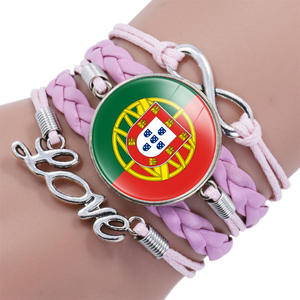 Produttore europeo nazionale bandiera del paese Design Infinity Love bracciale avvolgente in pelle rosa - Product Image 2