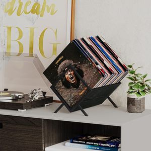 Style rétro métal et bois LP <span class=keywords><strong>vinyle</strong></span> porte-disque Album CD DVD support pour meubles de maison pour le stockage de salon - Product Image 2