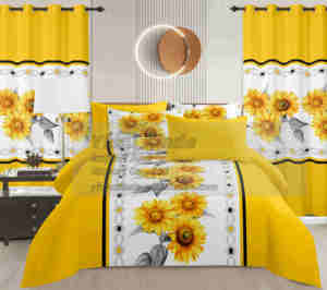 Ensemble de literie 8 pièces avec rideaux, ensemble de draps pour lit king size, ensemble de draps ajustés, prêt à être expédié, ensemble de draps de bonne qualité pour l'été - Product Image 4