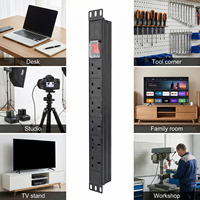 Unité de distribution d'alimentation robuste 6 voies UK PDU 13A 250V 1U 19'' pour montage en rack avec interrupteur principal de sécurité pour armoire de rack réseau