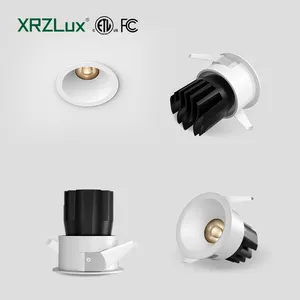 XRZLux lampu sorot LED COB tersembunyi 10W, lampu sorot bawah Anti silau aluminium bulat tetap untuk pencahayaan rumah Hotel