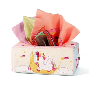 2024热卖学龄前婴儿纸巾盒益智婴儿蒙特梭利玩具毛绒方形围巾感官玩具 - Product Image 1