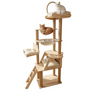 Arbre à chat intégré avec griffoir, grande structure en bois pour chat, maison, poteau à griffer, étagère capsule spatiale, gain de place