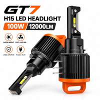 Ampoules de phare LED GT7 H15 100W 12000LM 6500K 9-16V, phare LED de voiture H7 LED 9006 LED Canbus, ampoules de phare LED de petite taille
