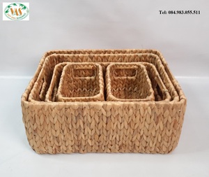 Cesta de Almacenamiento Tejida a Mano con Jacinto de Agua, Ecológica y Moderna, con Asa, Forma Ovalada, Multiusos, Marca Viet Anh, Hecha en Vietnam - Product Image 2