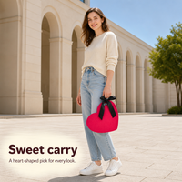 Sac à main en feutre non tissé en forme de cœur, écologique, avec logo personnalisé OEM ODM, nœud papillon mignon, 7 pouces, cadeau de la Saint-Valentin, emballage cadeau