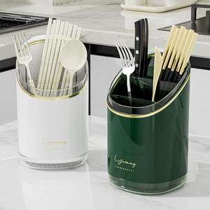 Escurridor Redondo Yueming para Cocina, Porta Palillos con Borde Dorado, Contenedor Multiusos para Cubiertos - Product Image 3