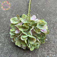 Vente en gros de fleurs artificielles d'hortensia rose foncé et vert de haute qualité, effet 3D réaliste, pour la décoration de mariage