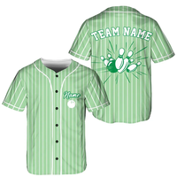 Maillot de baseball personnalisé avec broderie motif dynamique d'action de bowling sur tissu à rayures multicolores, OEM POD, nom et numéro d'équipe personnalisés