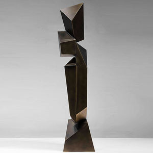 高級インテリア向けカスタムハンドクラフト 角度のあるアートワーク ユニークな幾何学模様の彫刻 ステンレススチール・ブロンズ製 - 金属工芸品 - Product Image 4