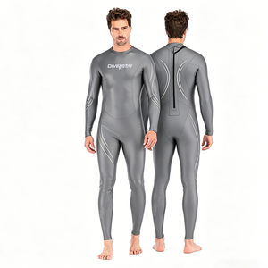 DIVESTAR-Combinaison Triatlon étanche en néoprène 3mm couleur or lisse avec fermeture à glissière au dos pour hommes, combinaison de plongée gratuite - Product Image 1