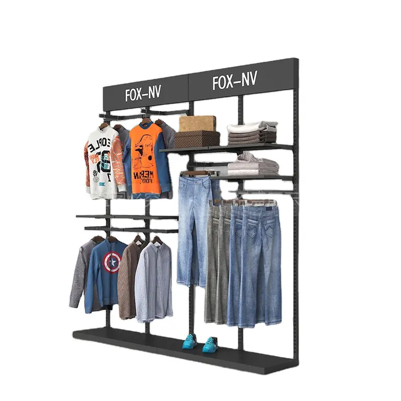 Porte-vêtements contre le mur présentoir créatif étagères de haute qualité présentoir de vêtements magasin de type de sol de mode simple