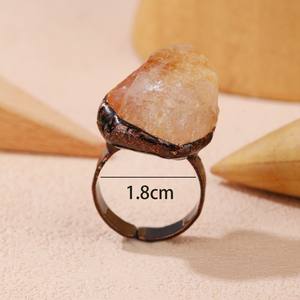 خواتم كريستال حجرية مطلية بالبرونز قابلة للتعديل أحجار خام للشفاء غير منتظمة مصنوعة يدويًا من النحاس خمر خواتم مجوهرات الهيب هوب - Product Image 3