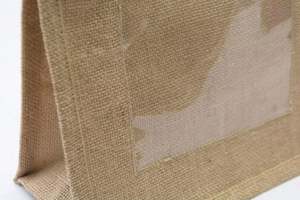 <b>Promotional</b> Mini Burlap Wedding Favor Jute Tote <b>Bags</b> with clear Plastic Pocket - Product Image 5