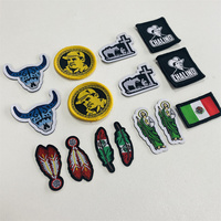 Patchs de tissage de tissu d'étiquette de vêtements brodés tissés plats à haute densité pour vêtements chapeaux avec patch de drapeau mexicain en dentelle