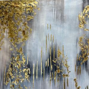 Pintura al Óleo sobre Lienzo, Dorada, Moderna, 100% Hecha a Mano, Arte Abstracto Pintado a Mano, Pintura al Óleo para Decoración de Pared - Product Image 2