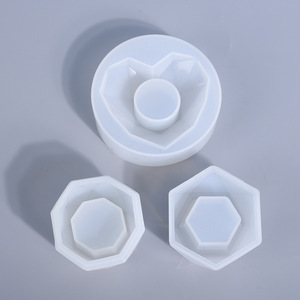Mini molde de silicona con forma de diamante octogonal geométrico para macetas de resina, ideal para plantas suculentas - Product Image 4