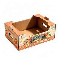 Boîte cadeau en carton ondulé en forme de valise, personnalisée, pour petites pêches fraîches, avec ruban bleu, empilable, pour l'emballage de fruits et légumes