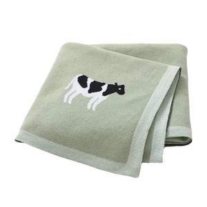 Couverture bébé 80*100 CM Oeko Tex avec logo personnalisé, 100% coton tricoté, motif vache mignon, super douce, toutes saisons - Product Image 1