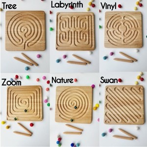 Labirinto <span class=keywords><strong>a</strong></span> spirale personalizzato | Giocattoli educativi in legno | Attività di scrittura di base | Apprendimento prescolare Montessori - Product Image 2