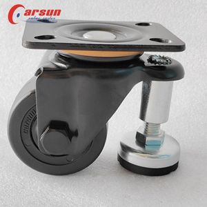 Roulettes robustes CARSUN de 3 pouces avec roue en acier et nylon noir, roulement à billes réglable et protections filetées - Product Image 3