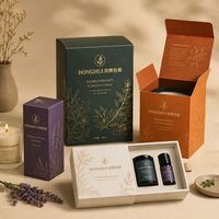 Boîte en papier personnalisée de luxe pour parfum, avec couvercle et base imprimés en relief, boîte cadeau pour bougie parfumée et spray