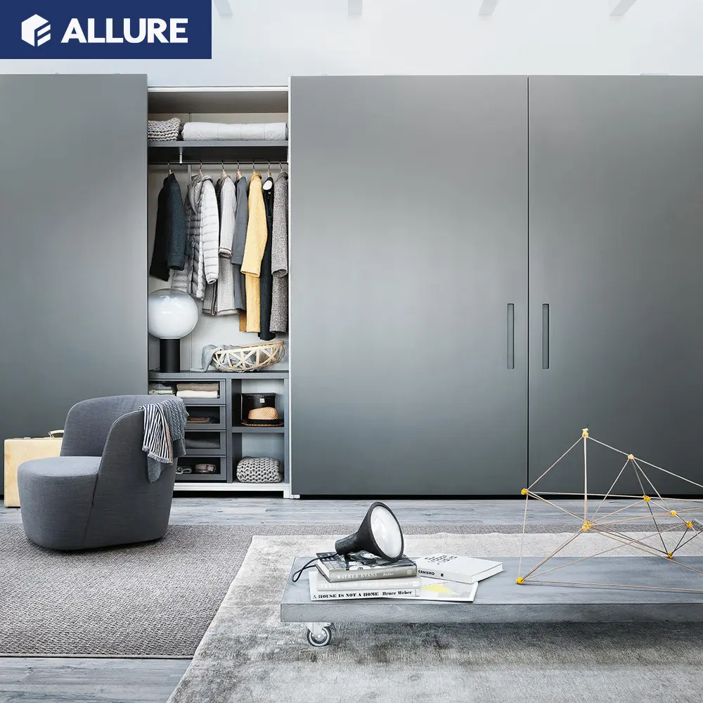 Allure a buon mercato mdf vestiti 3 porta scorrevole di plastica di plastica armadio camera da letto design del cabinet con cassetti