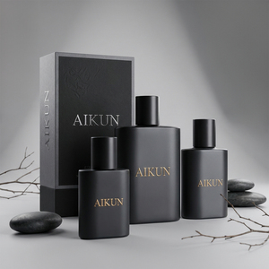 Aikun - Set de Perfume de Larga Duración en Envase de Vidrio Negro Mate de 30ml, 50ml y 100ml, con Logotipo Personalizado en Níquel, Caja Negra, MOQ Bajo, Envío Rápido para Marcas - Product Image 1