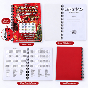 Livre de puzzles de <span class=keywords><strong>mots</strong></span> de Noël en gros, grands caractères, plus de 800 puzzles pour adultes et seniors, reliure spirale, livre d'activités de vacances, cadeau - Product Image 2