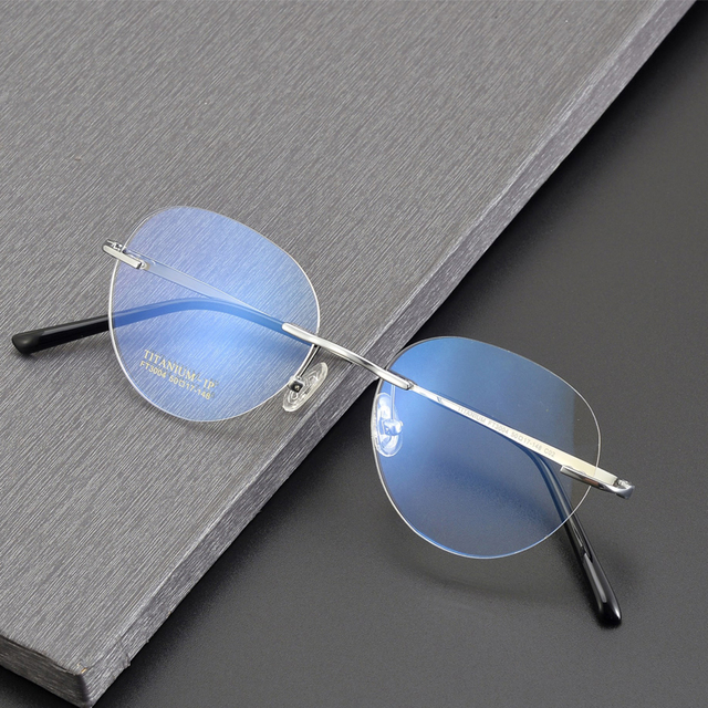 Rimless Titanium Eyeglass Frames Lightweight Metal Blue Light Blocking Spectacles Unisex Optical Glasses Daily Office Use